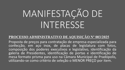 Manifestação de interesse.