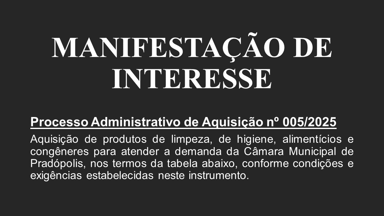 Manifestação de Interesse nº 005/2025